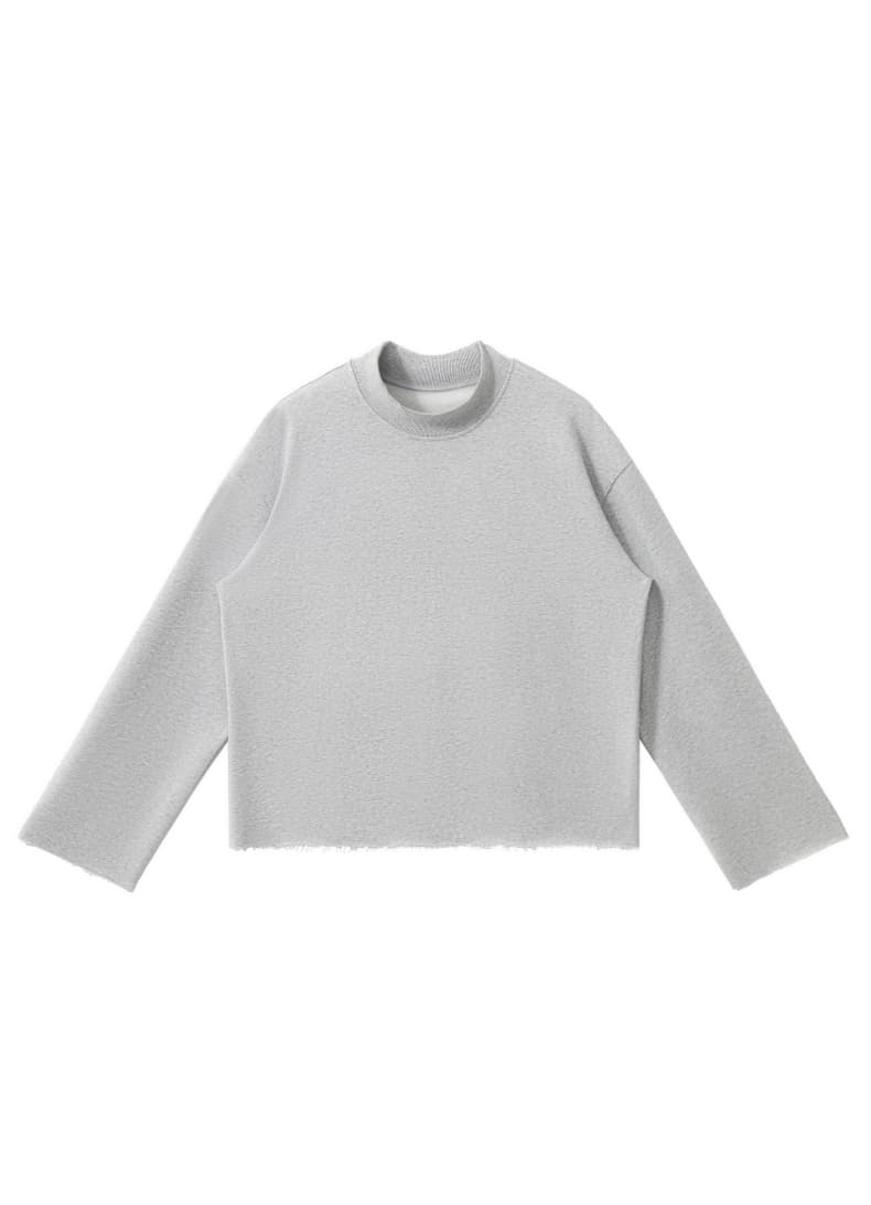 Distressed Boxy Mock Neck Streetwear Sweatshirt