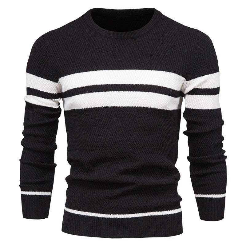 Men's Casual Striped Crew Neck Sweater