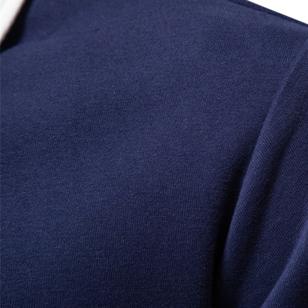 Men’s Long Sleeve Solid Color Polo Sweatshirt