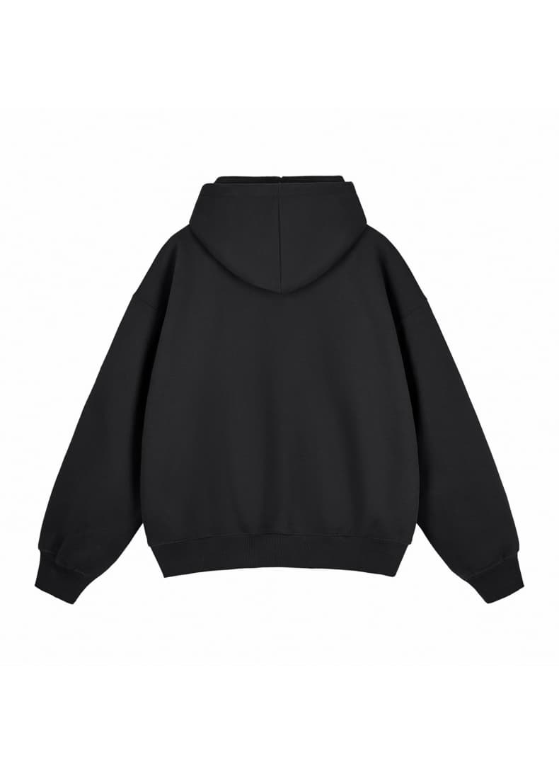 Washed Boxy Double Zip Hoodie Jacket