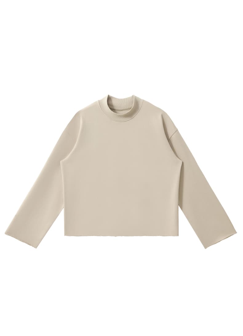 Distressed Boxy Mock Neck Streetwear Sweatshirt