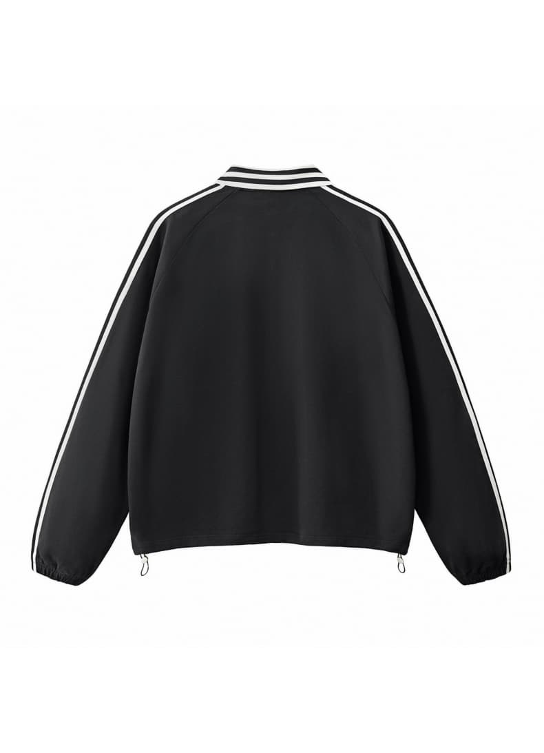 Striped Cotton Collared Pullover Sweatshirt