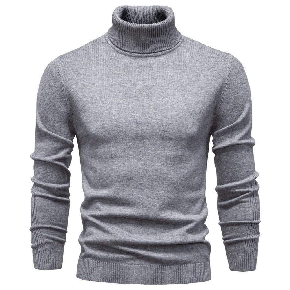 Men’s Solid Color Turtleneck Knit Sweater