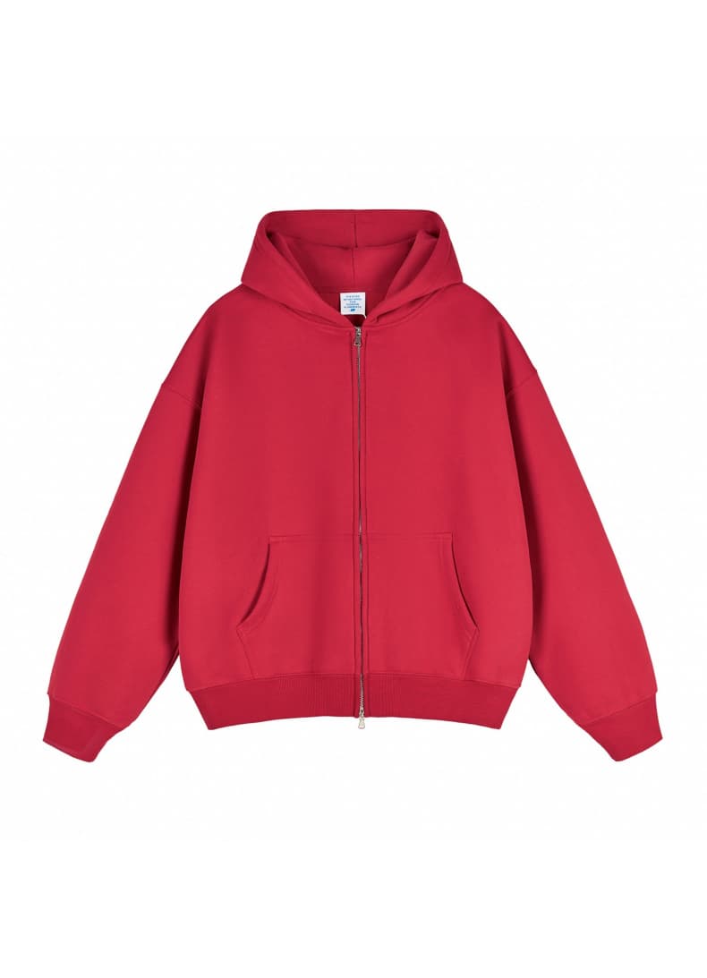 Washed Boxy Double Zip Hoodie Jacket