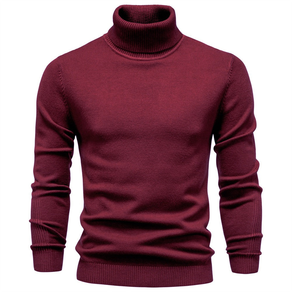 Men’s Solid Color Turtleneck Knit Sweater