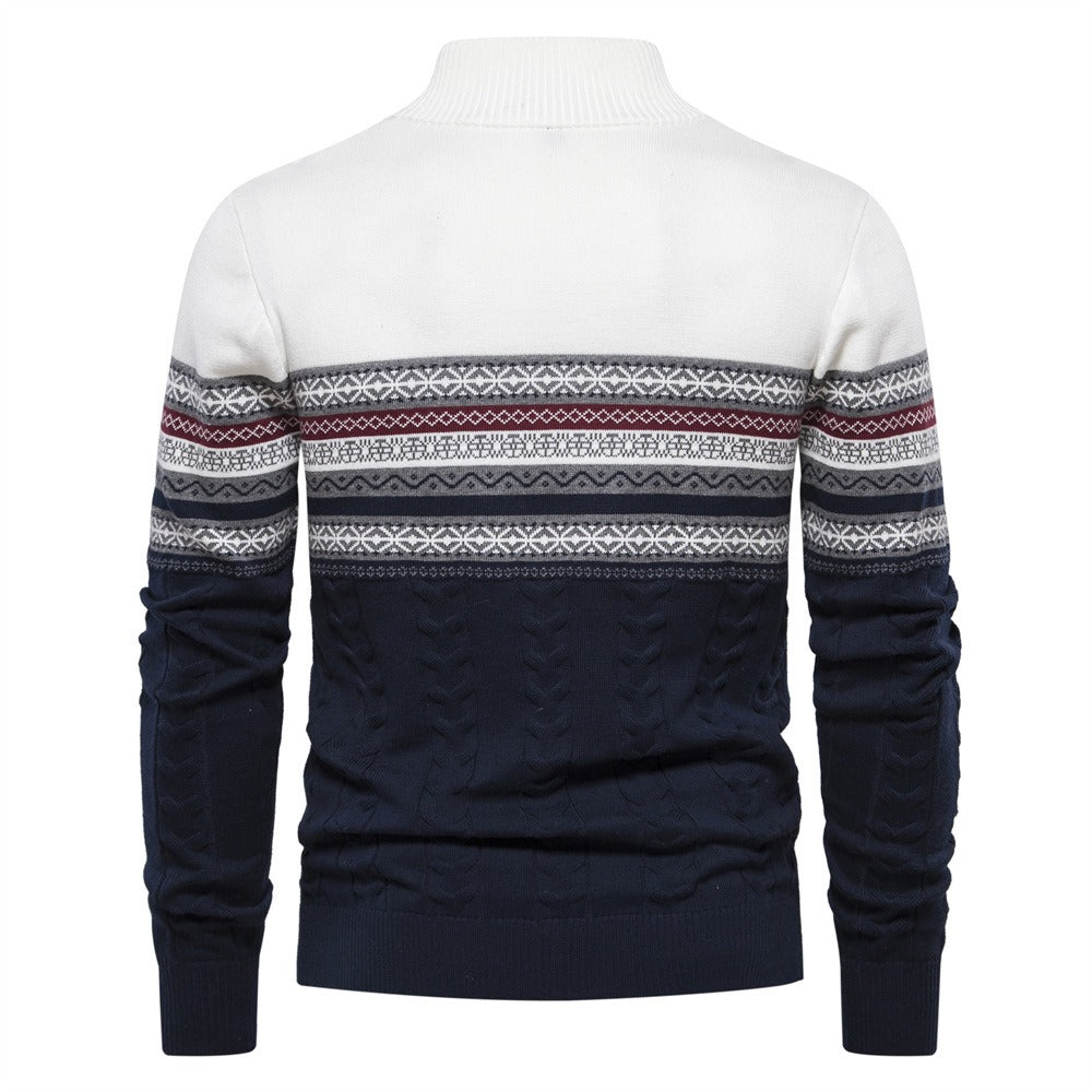 Men's Half-Zip Stand Collar Polo Sweater