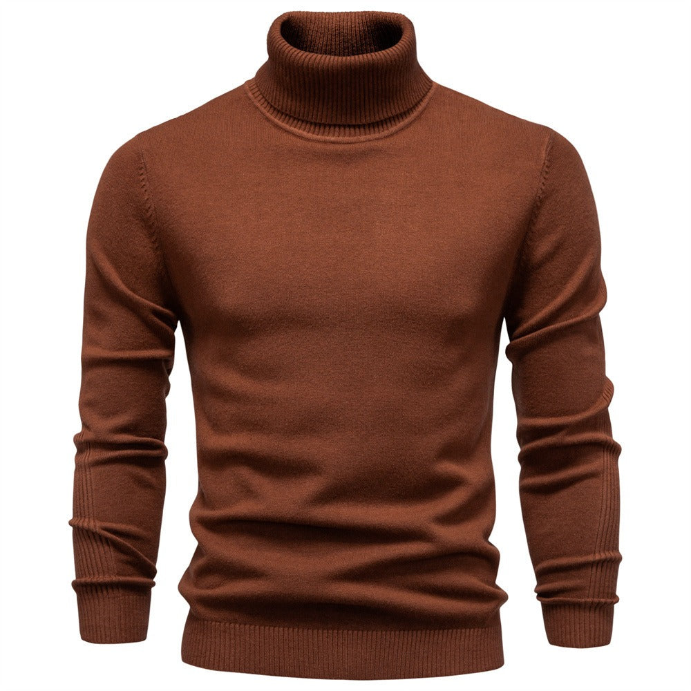 Men’s Solid Color Turtleneck Knit Sweater