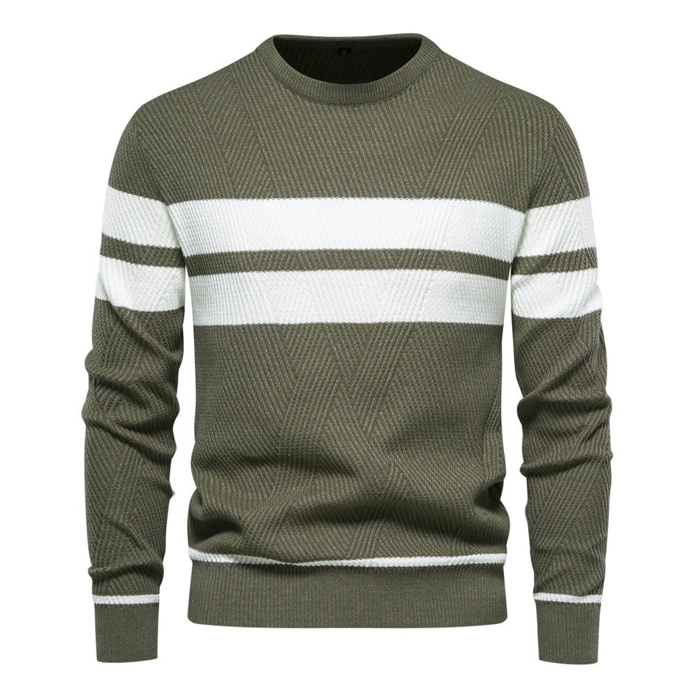 Men's Casual Striped Crew Neck Sweater