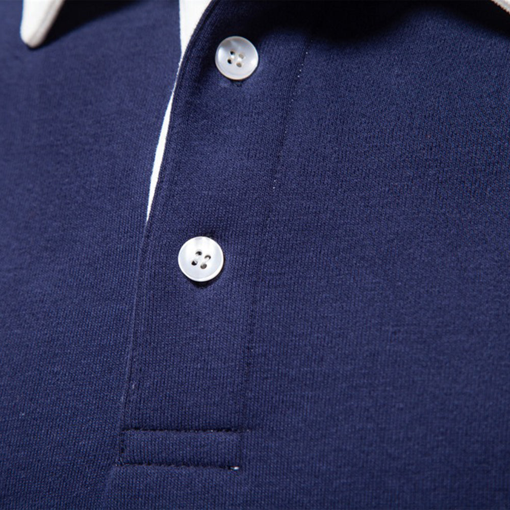 Men’s Long Sleeve Solid Color Polo Sweatshirt