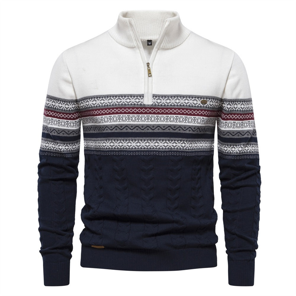 Men's Half-Zip Stand Collar Polo Sweater