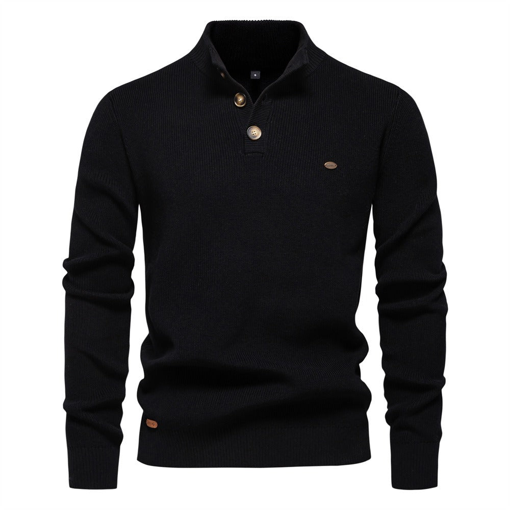 Men's Buttoned Turtleneck Sweater