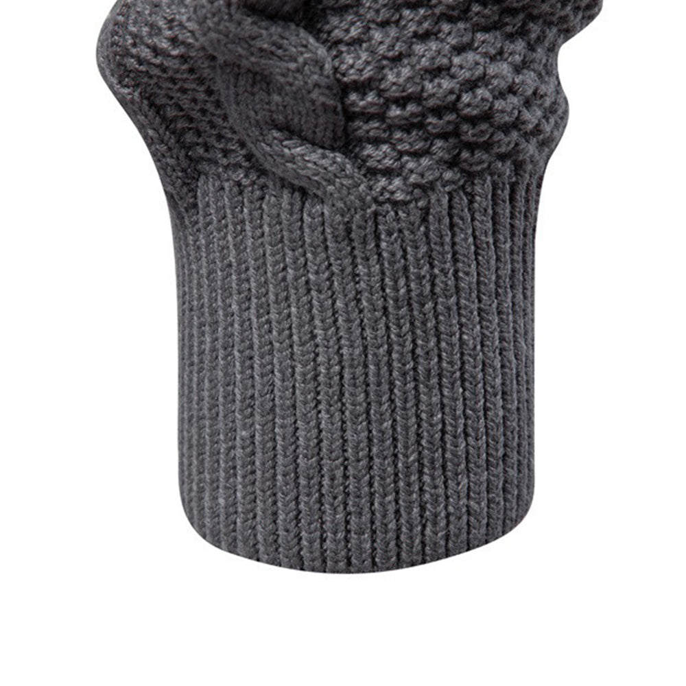 Men’s Zip-Up Stand Collar Cable Knit Sweater