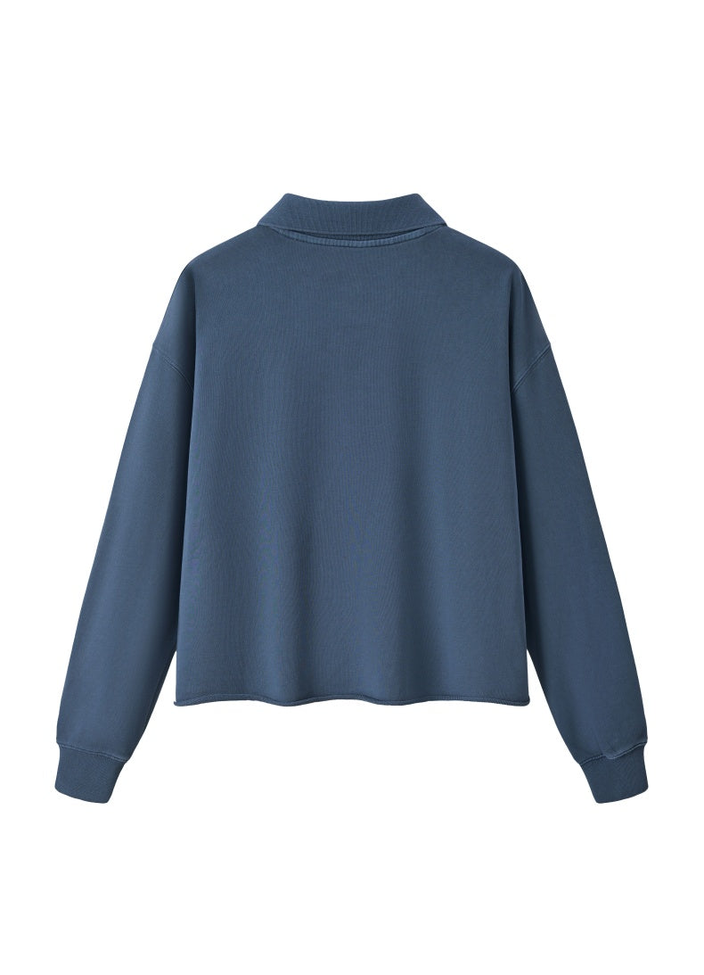 Washed Boxy V-Neck Terry Sweatshirt