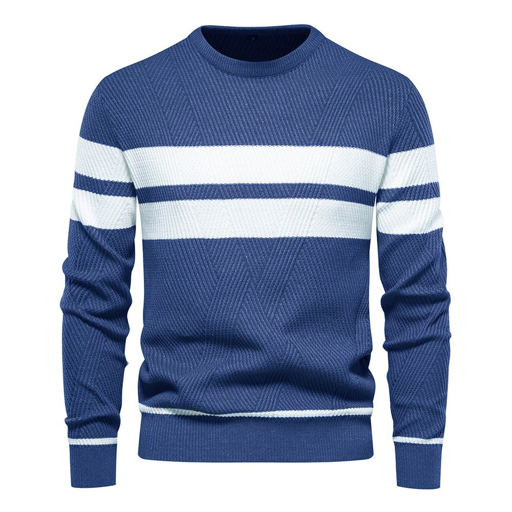 Men's Casual Striped Crew Neck Sweater