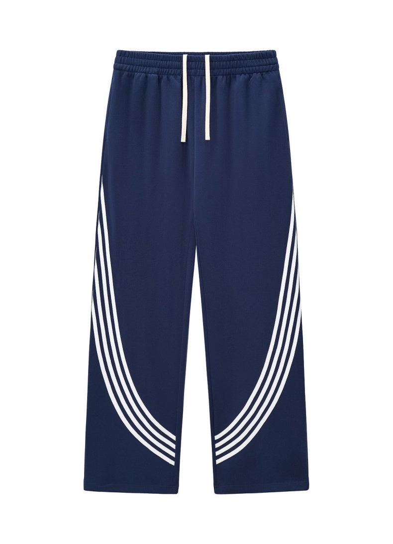 Color-Block Striped Wide-Leg Drawstring Pants