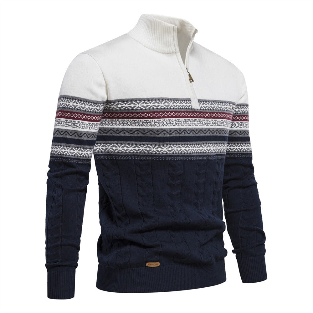 Men's Half-Zip Stand Collar Polo Sweater