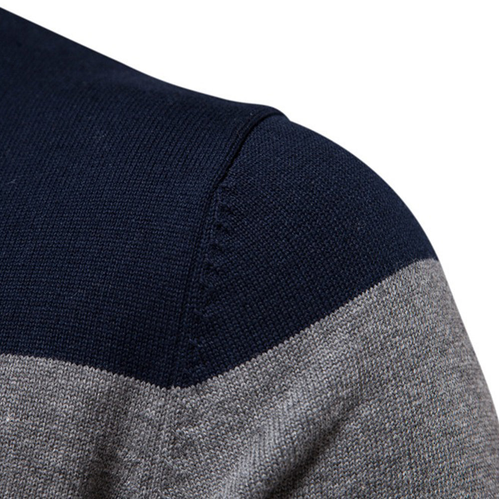 Men’s Striped Mock Neck Pullover Sweater