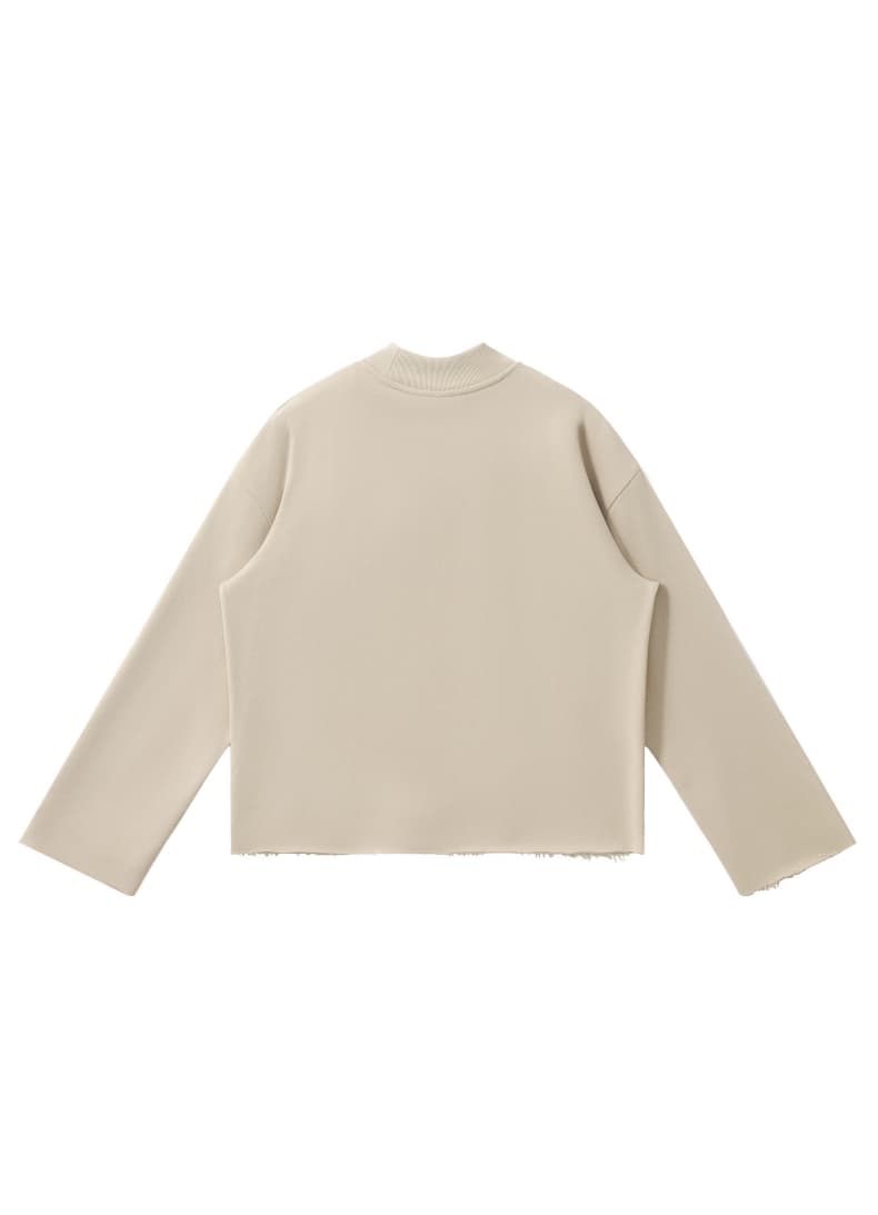 Distressed Boxy Mock Neck Streetwear Sweatshirt