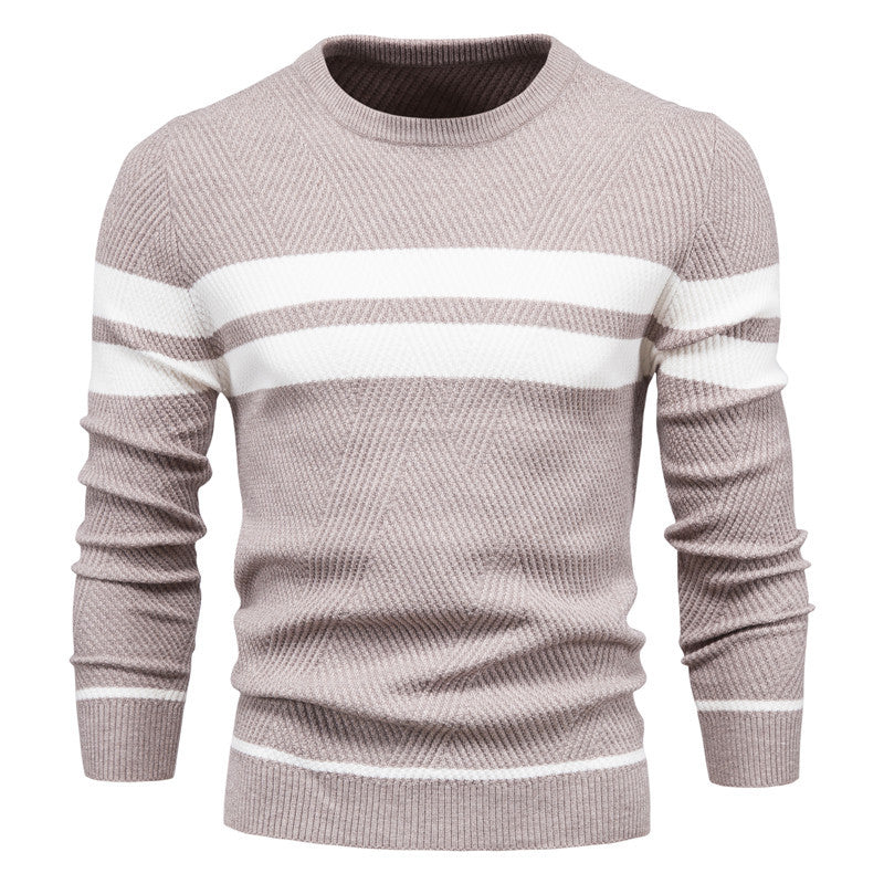 Men's Casual Striped Crew Neck Sweater