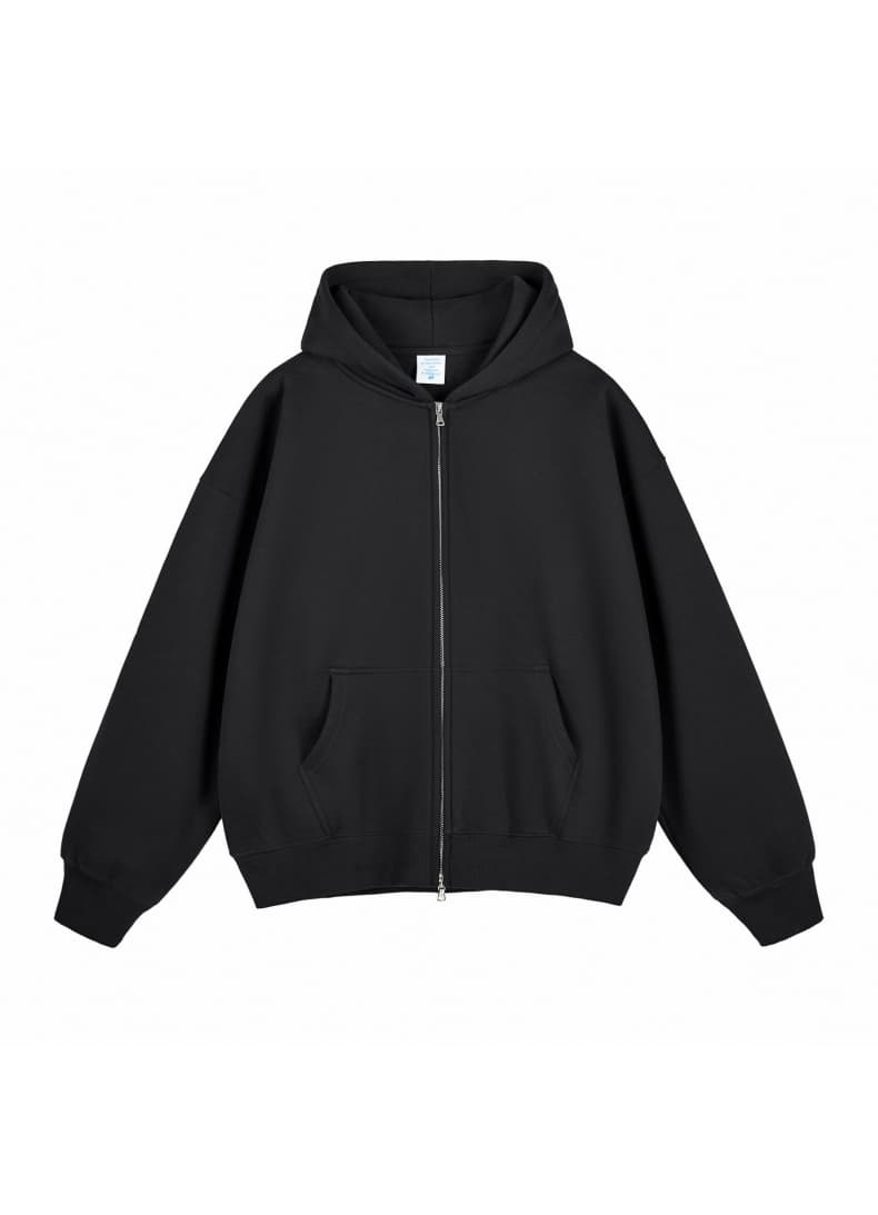 Washed Boxy Double Zip Hoodie Jacket