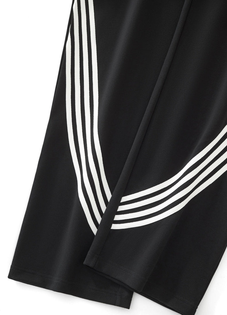 Color-Block Striped Wide-Leg Drawstring Pants
