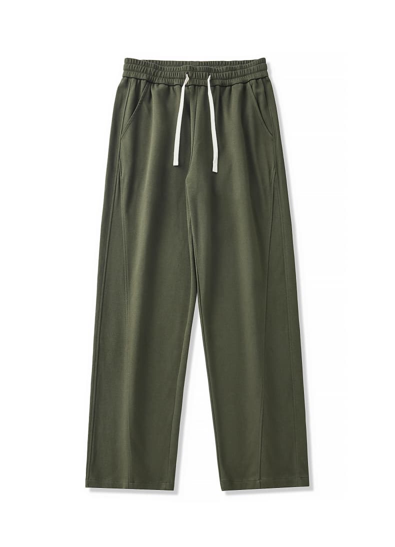Panelled Twill Relaxed Straight-Leg Pants