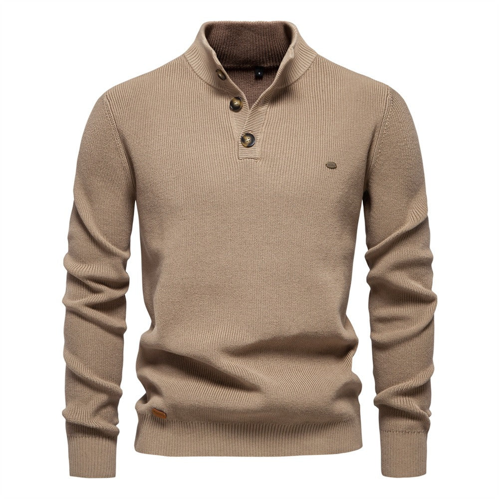 Men's Buttoned Turtleneck Sweater