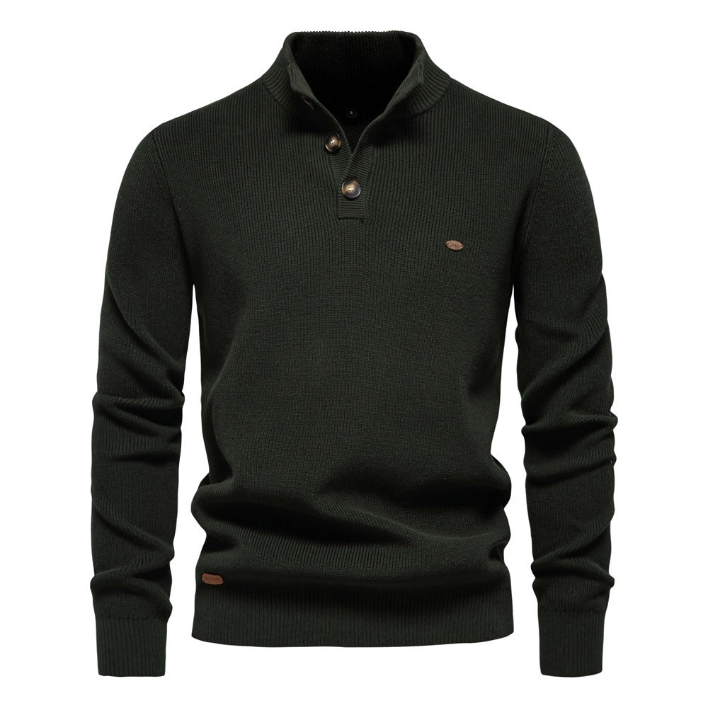 Men's Buttoned Turtleneck Sweater