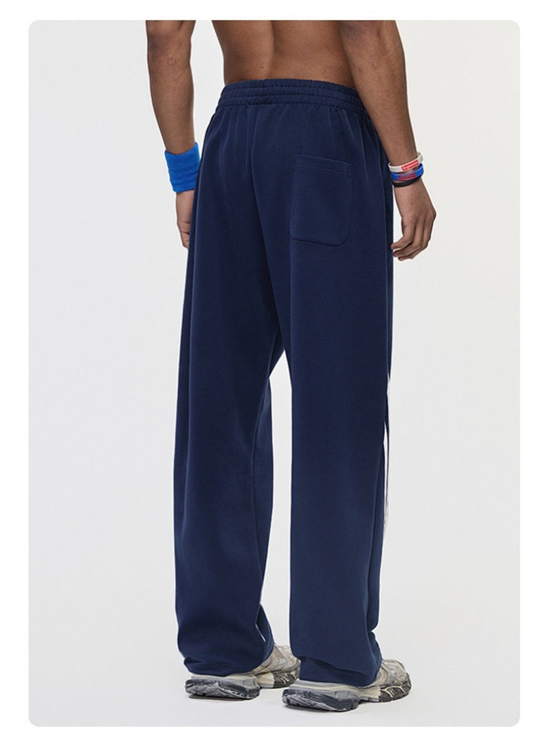 Color-Block Striped Wide-Leg Drawstring Pants