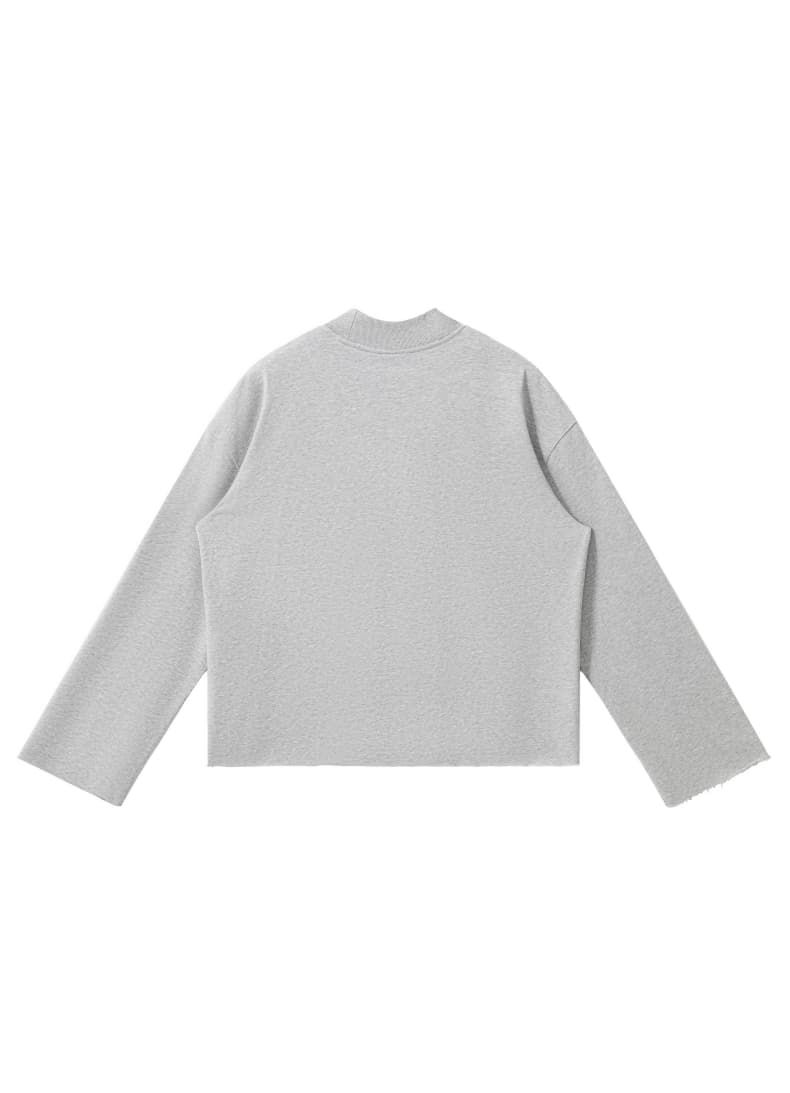 Distressed Boxy Mock Neck Streetwear Sweatshirt