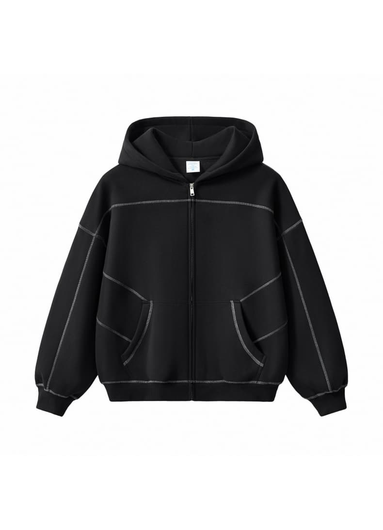 Boxy Fleece Zip Up Hoodie