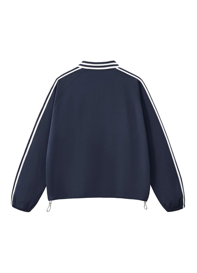 Striped Cotton Collared Pullover Sweatshirt