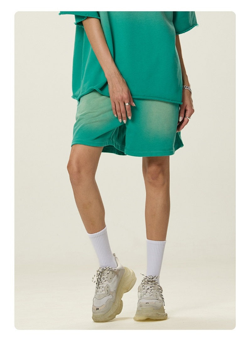 Washed Heavyweight Casual Drawstring Shorts