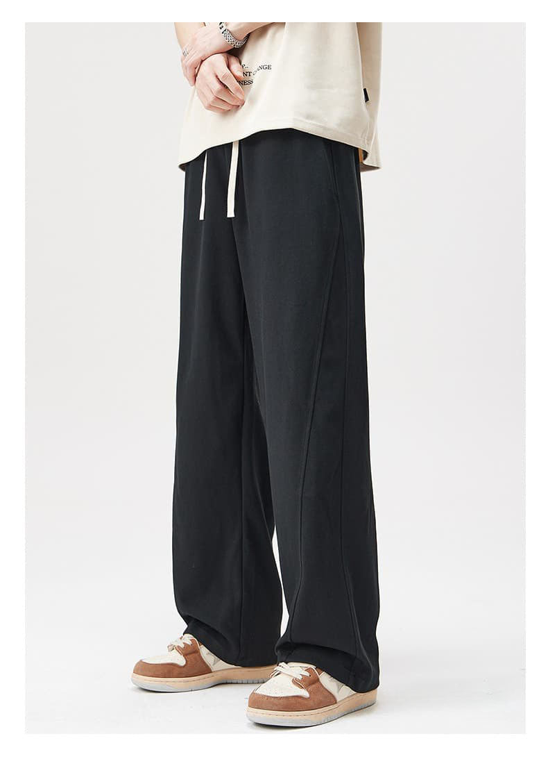 Panelled Twill Relaxed Straight-Leg Pants