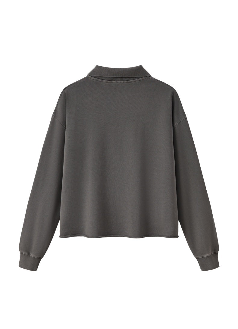 Washed Boxy V-Neck Terry Sweatshirt