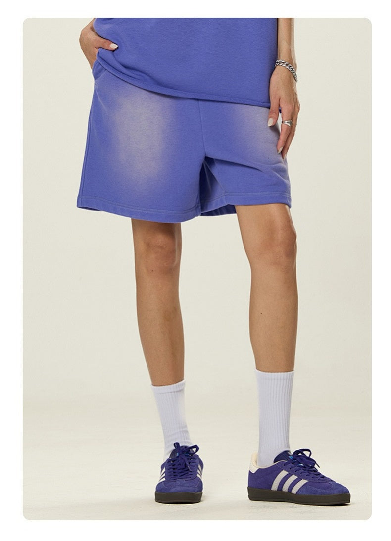 Washed Heavyweight Casual Drawstring Shorts