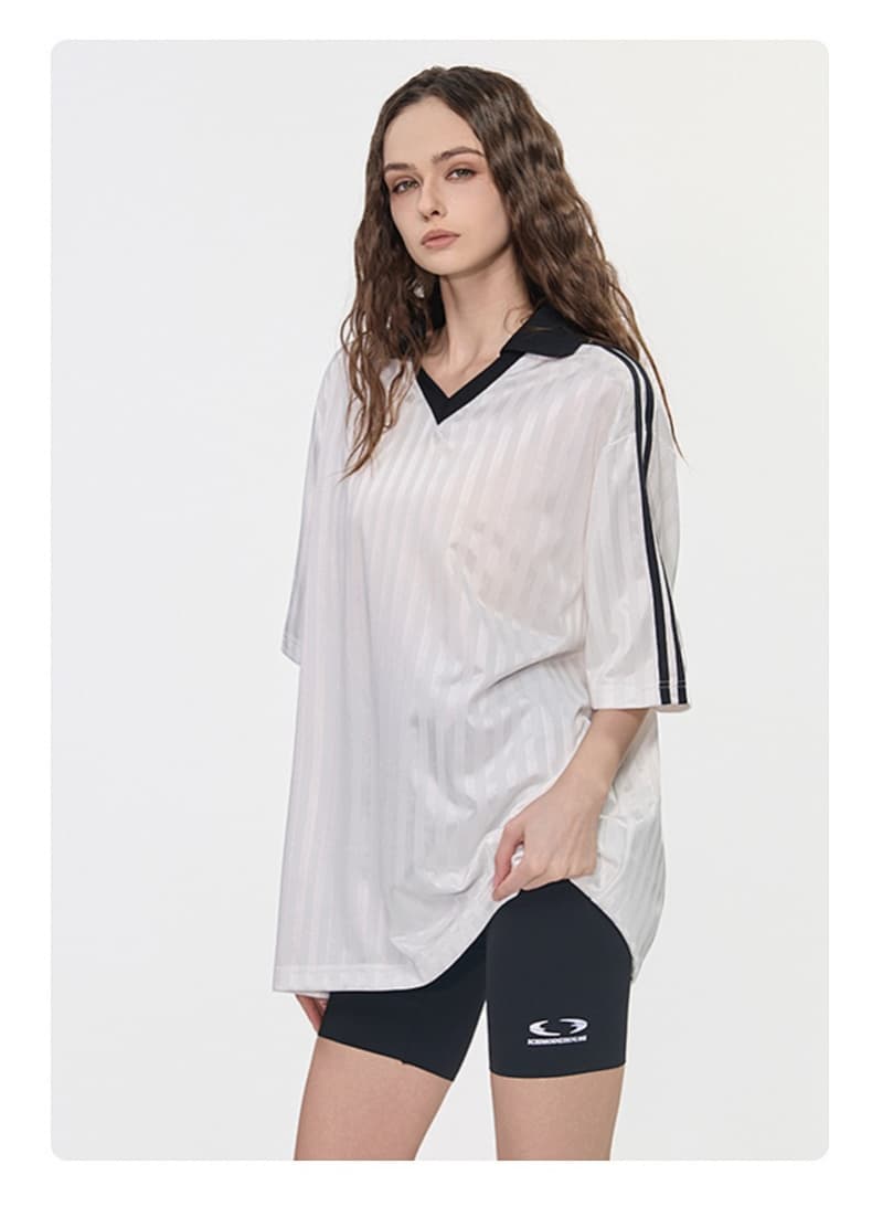 Retro Contrast Trim Sports T-Shirt
