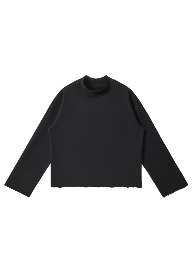 Distressed Boxy Mock Neck Streetwear Sweatshirt