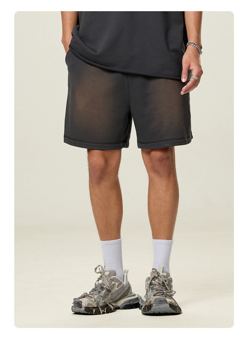 Washed Heavyweight Casual Drawstring Shorts