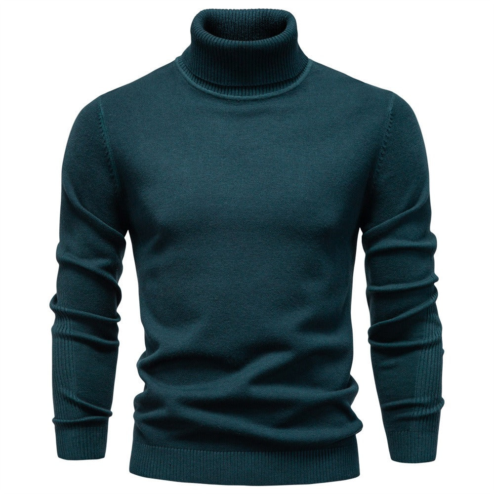 Men’s Solid Color Turtleneck Knit Sweater