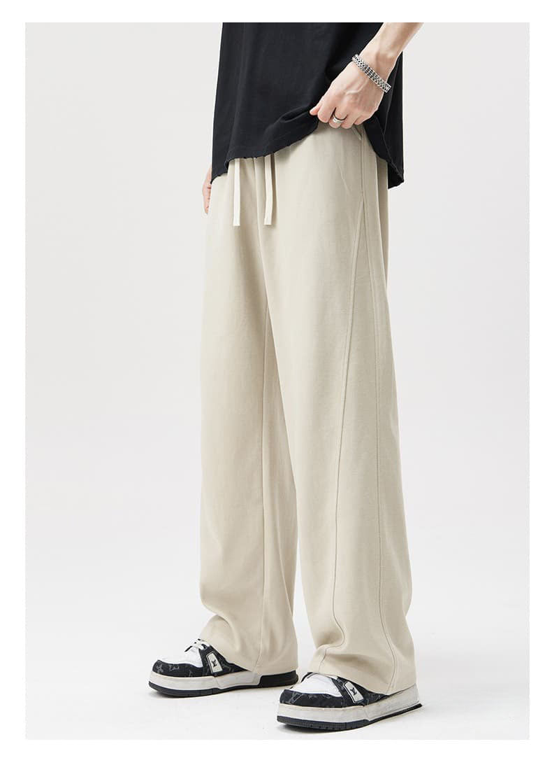 Panelled Twill Relaxed Straight-Leg Pants