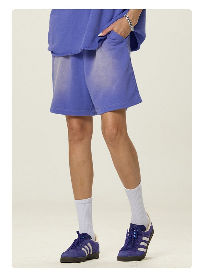 Washed Heavyweight Casual Drawstring Shorts