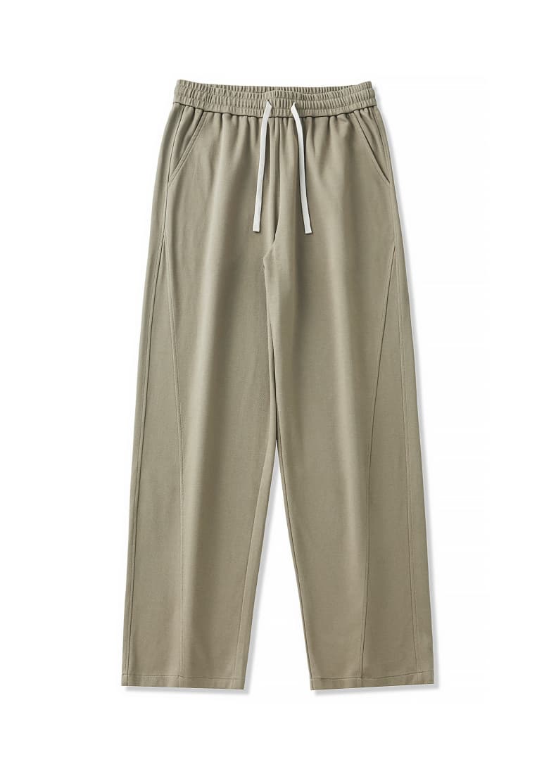 Panelled Twill Relaxed Straight-Leg Pants