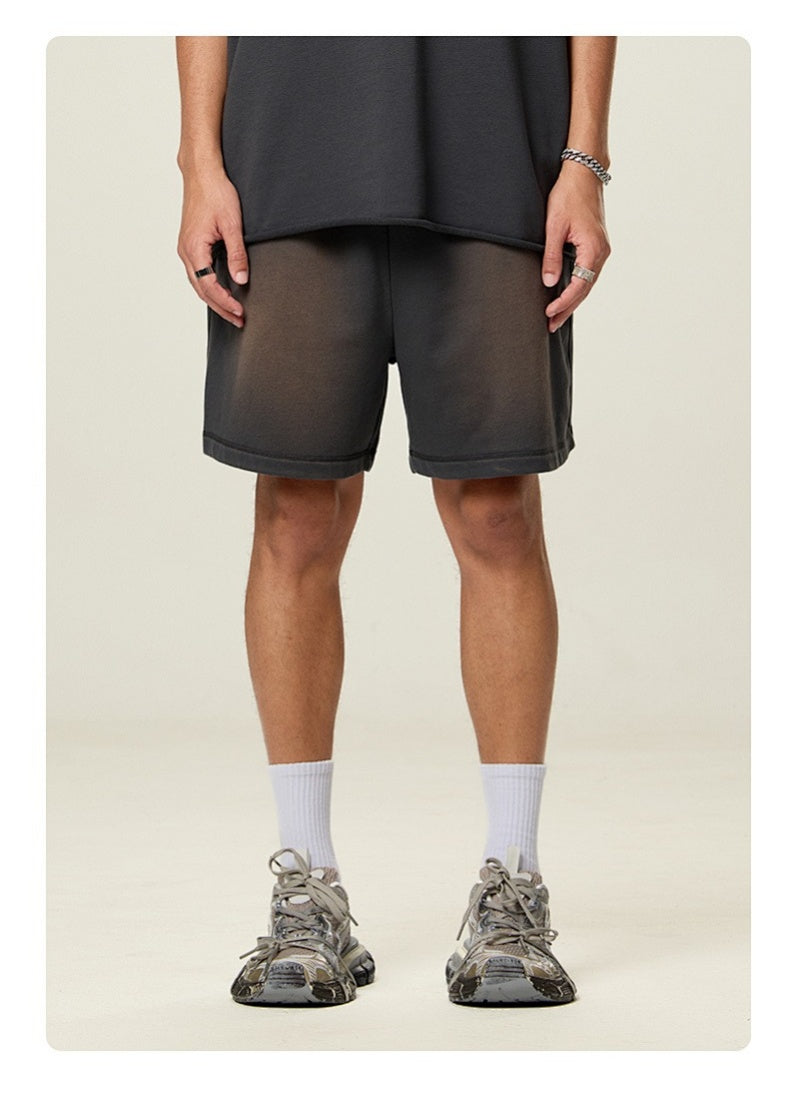 Washed Heavyweight Casual Drawstring Shorts