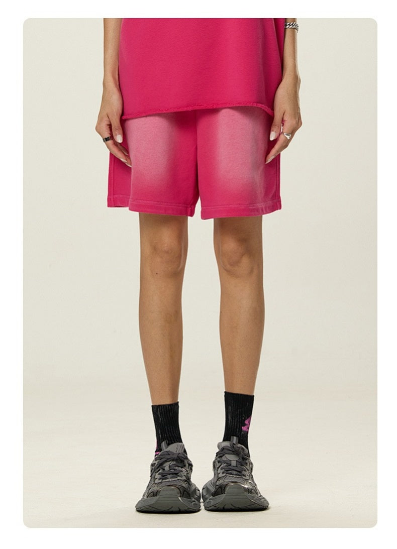 Washed Heavyweight Casual Drawstring Shorts