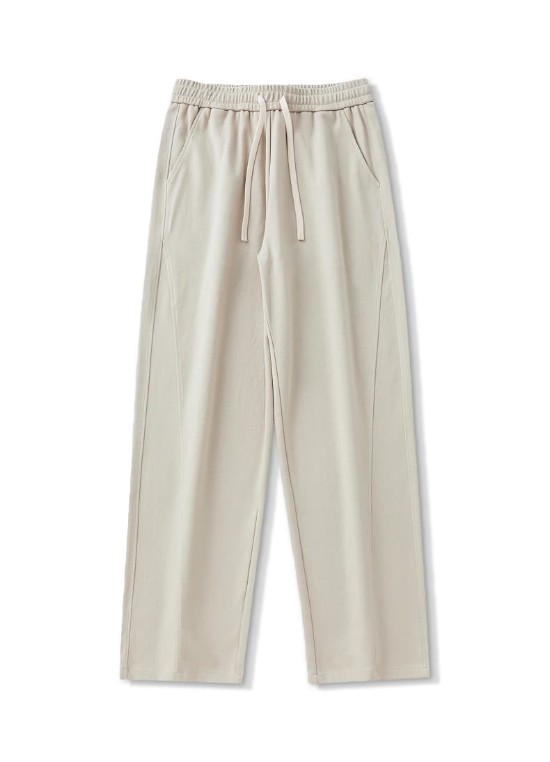 Panelled Twill Relaxed Straight-Leg Pants
