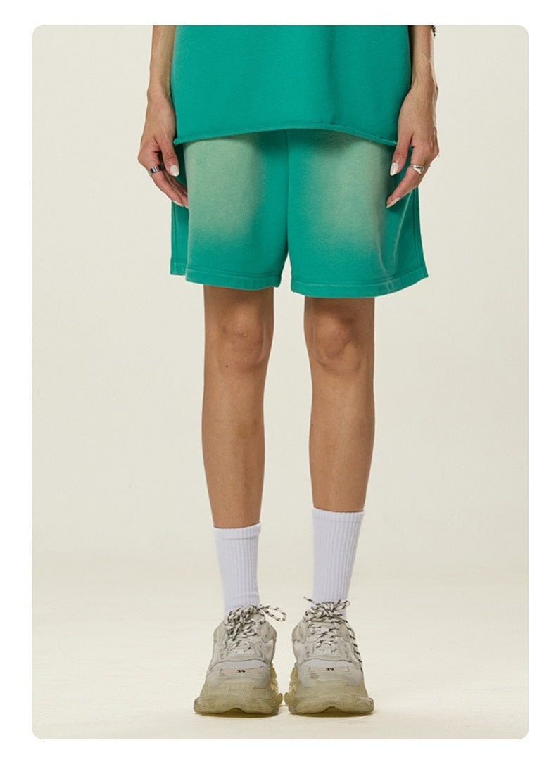 Washed Heavyweight Casual Drawstring Shorts
