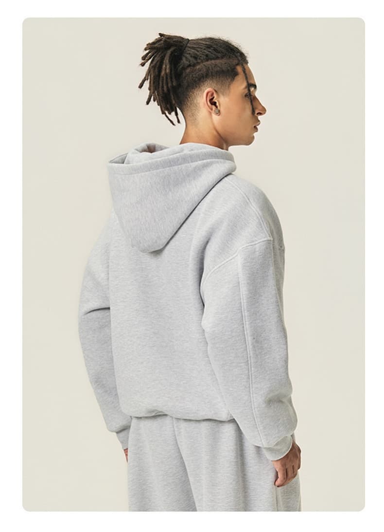 Boxy Brushed Fleece Pullover Hoodie