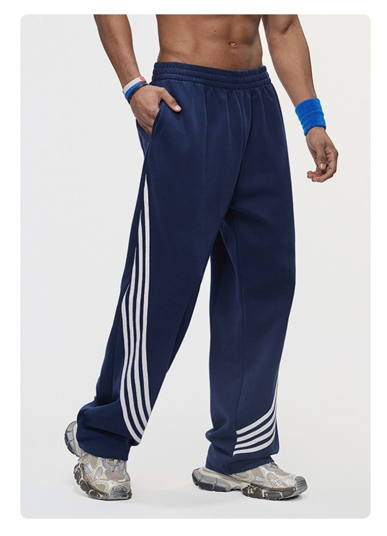 Color-Block Striped Wide-Leg Drawstring Pants