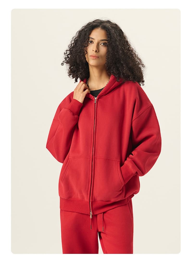 Washed Boxy Double Zip Hoodie Jacket